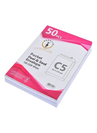 Ghazala White Envelope Bucket 50 Envelopes A5