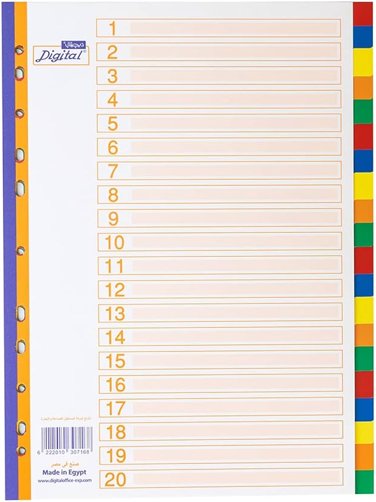 A4 Color Plastic Divider