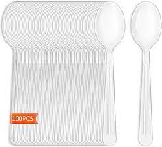 [4084] Big Plastic Spoon 100 Piece