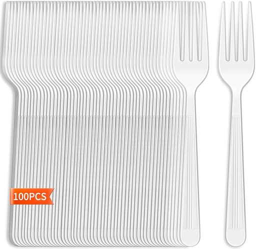 [4085] Big Plastic Fork 100 Piece